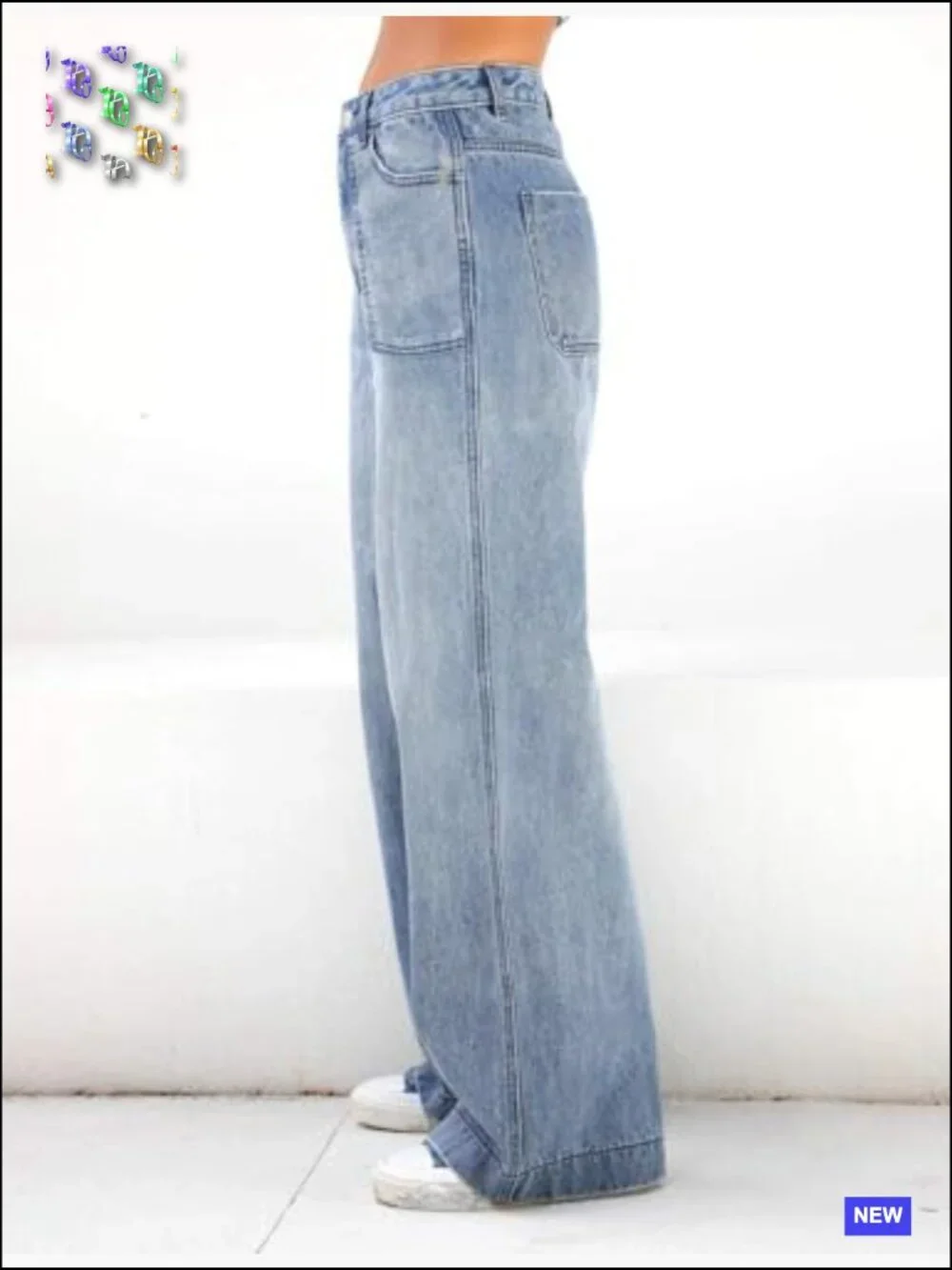 Baggy Jeans Mid-Low Waist Boyfriend Streetwear Wide Leg Denim Pants Y2K - Picture 6 of 7